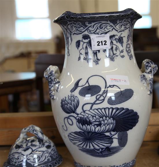 A mid 19th century Staffordshire stone China jar and cover